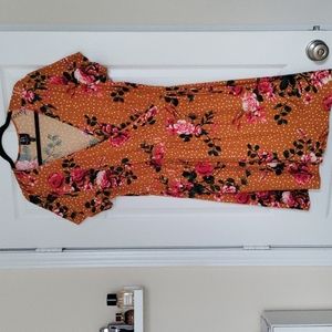 Orange Floral and Polka Dot Dress